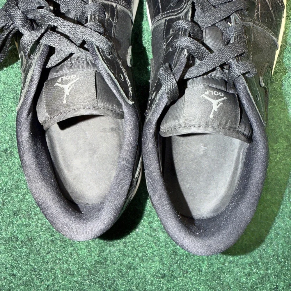 Nike Air Jordan Retro 1 Low G Golf Black Croc Skin Mens Size 10